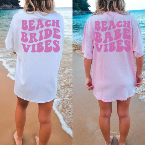 Retro Beach Bachelorette Oversized Tee Preppy Style image 0