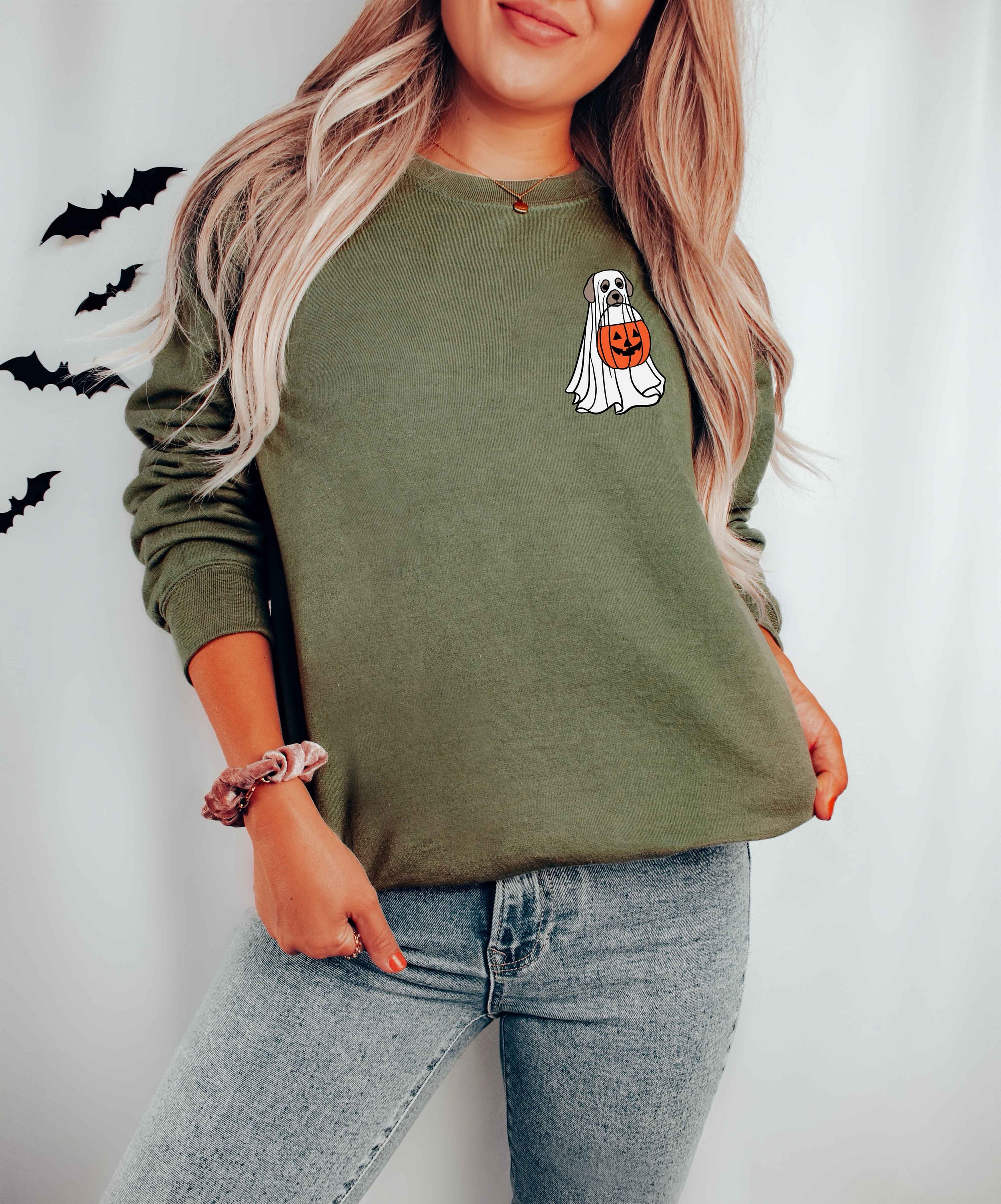 Pocket Size Halloween Ghost Dog Sweatshirt image 2