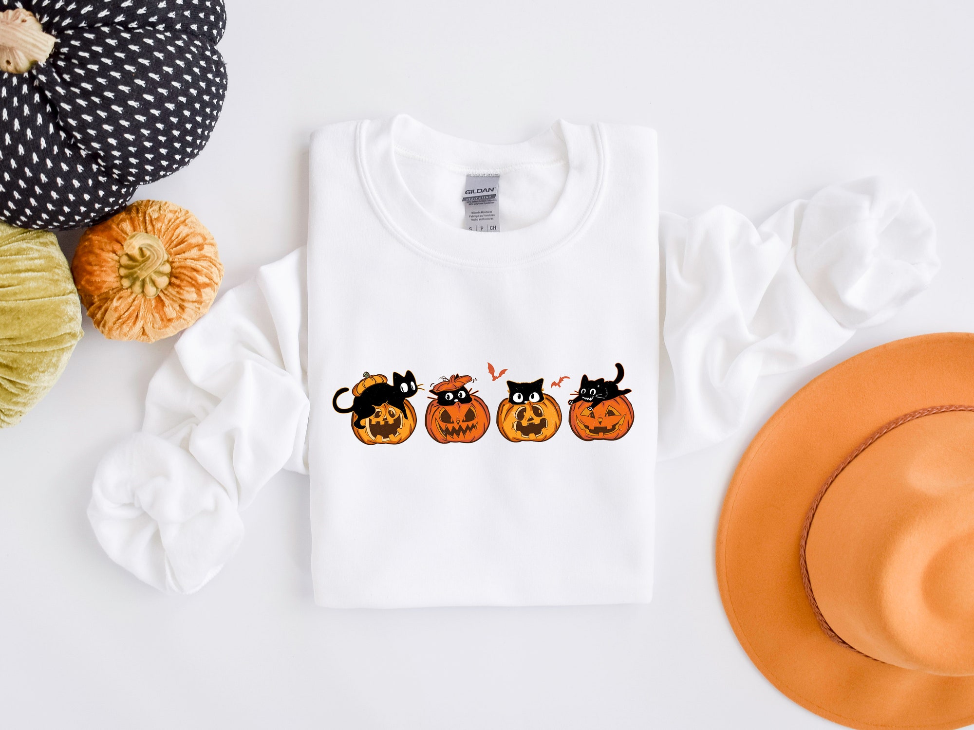 Halloween Pumpkin Cat Sweatshirt image 4