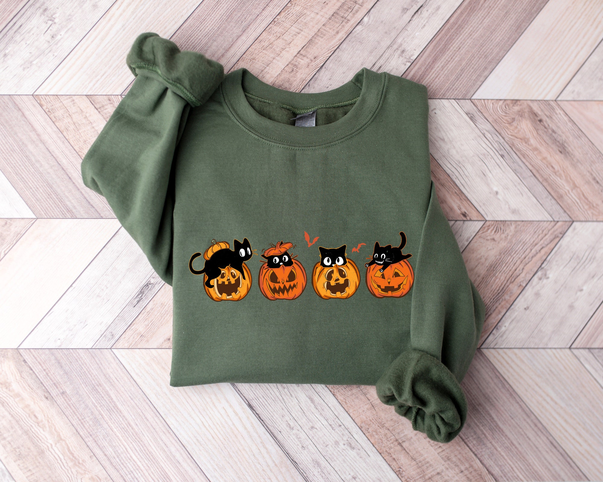 Halloween Pumpkin Cat Sweatshirt image 1