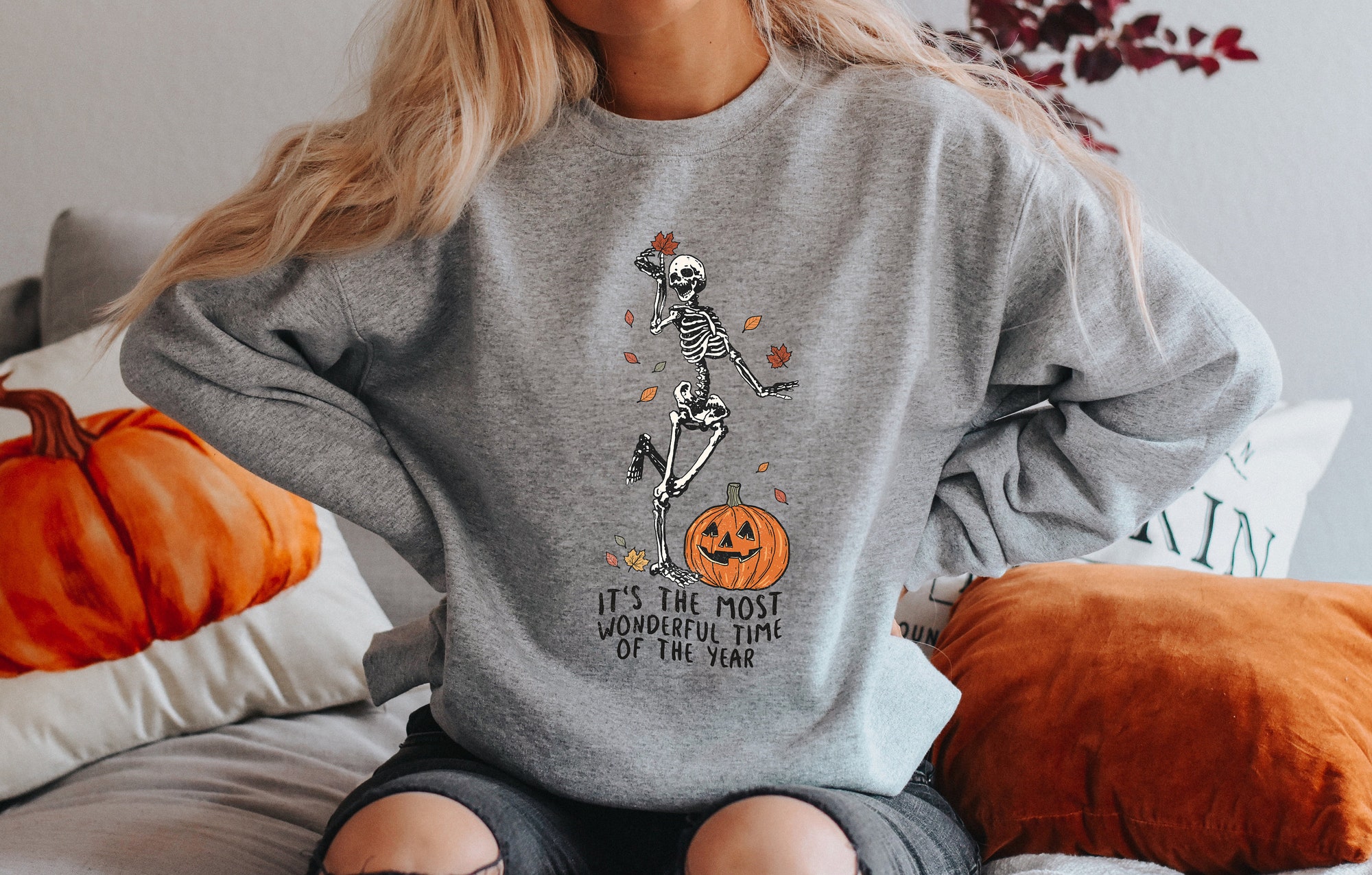 Halloween Party Dancing Skeleton Pumpkin Comfortable Tee image 2