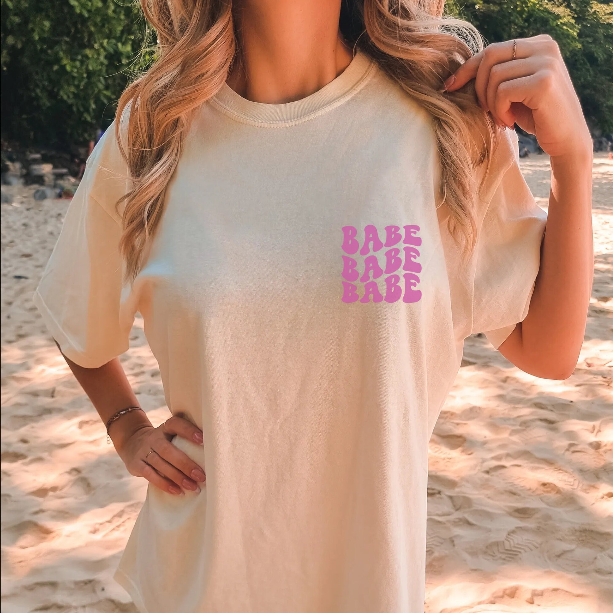 Comfort Colors Retro Beach Bachelorette Shirts, Words On Back Preppy Bride Oversized Tee, Aesthetic Wedding, Funny Bachelorette, Beach Bride image 3