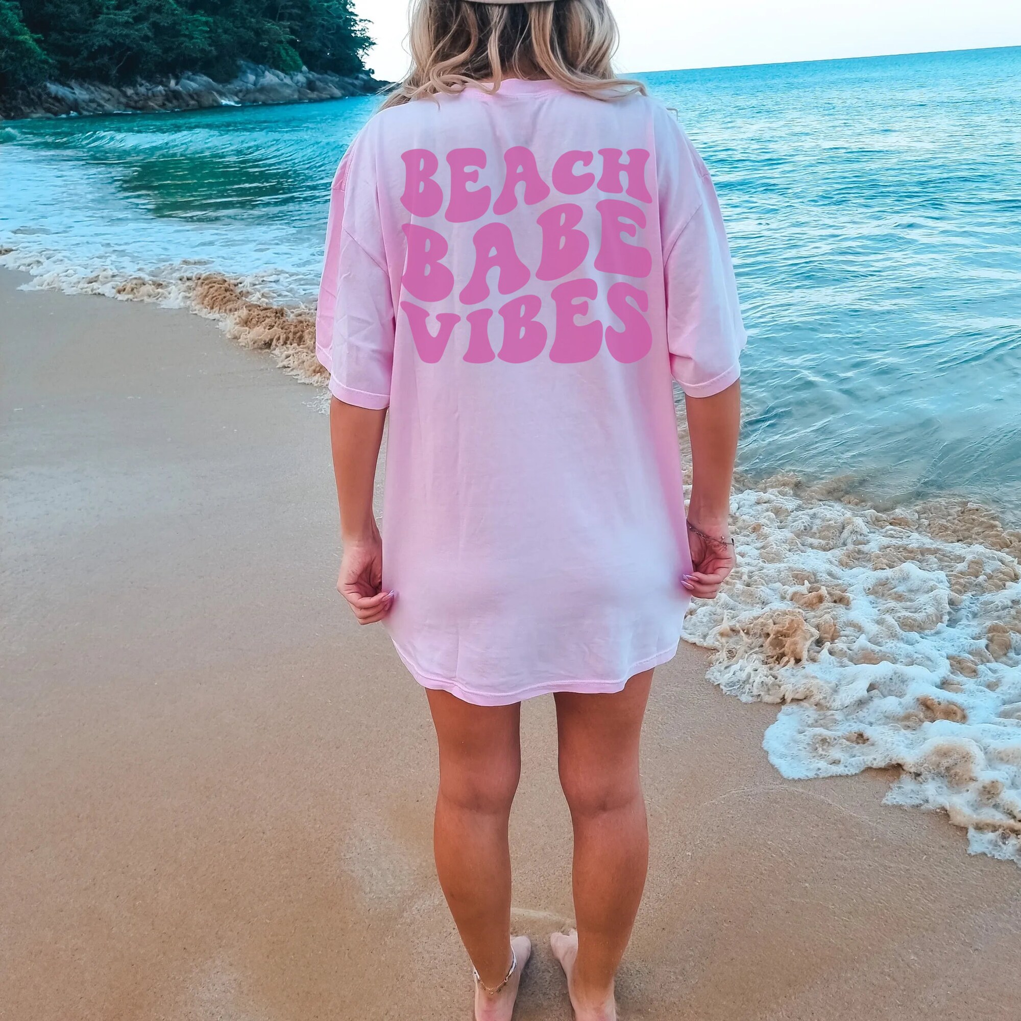 Comfort Colors Retro Beach Bachelorette Shirts, Words On Back Preppy Bride Oversized Tee, Aesthetic Wedding, Funny Bachelorette, Beach Bride image 6