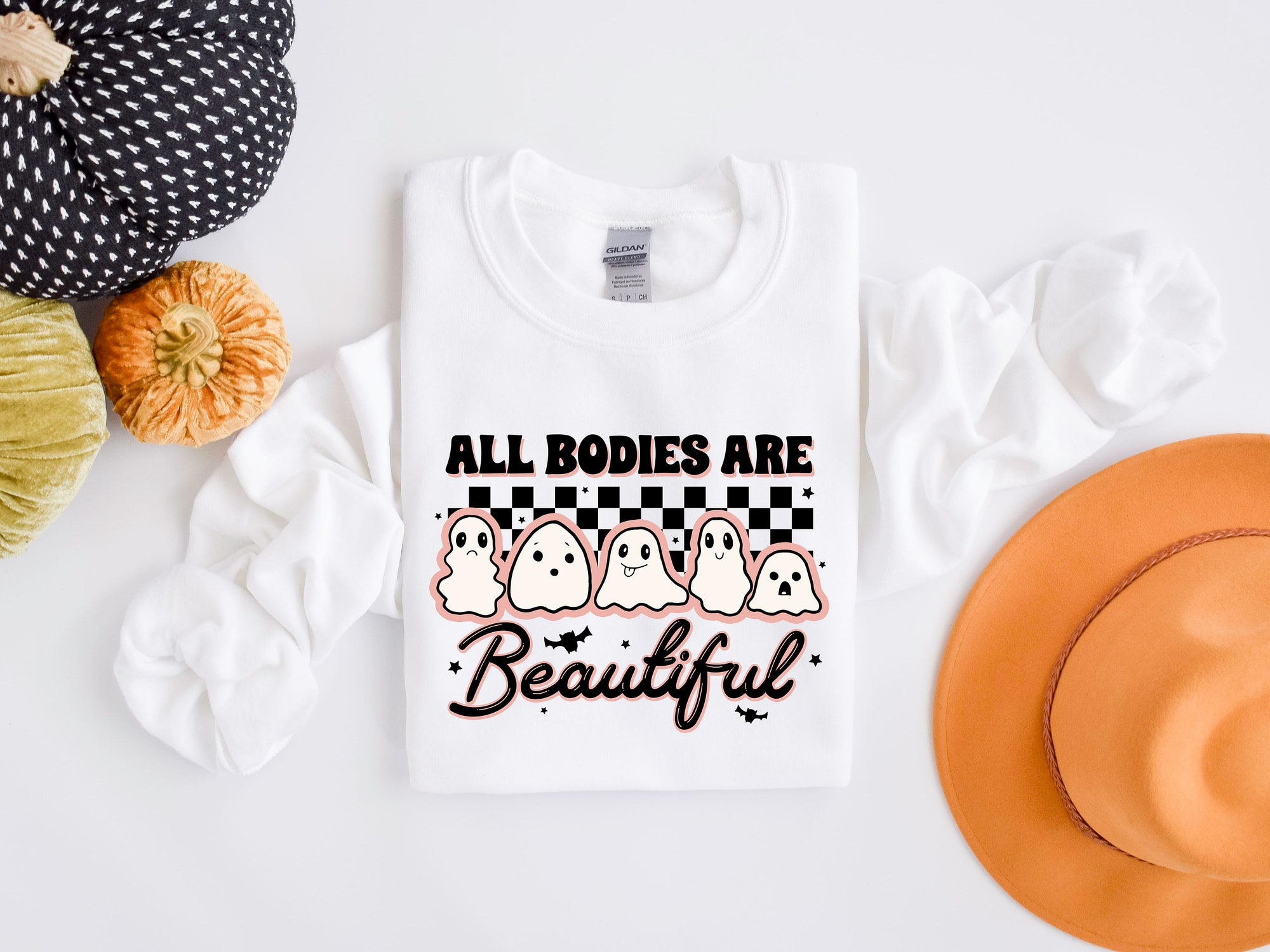 All Bodies Are Beautiful Ghost Halloween Sweatshirt image 2