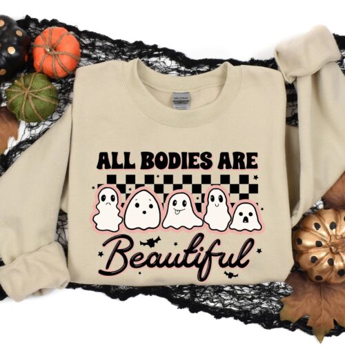 All Bodies Are Beautiful Ghost Halloween Sweatshirt image 0