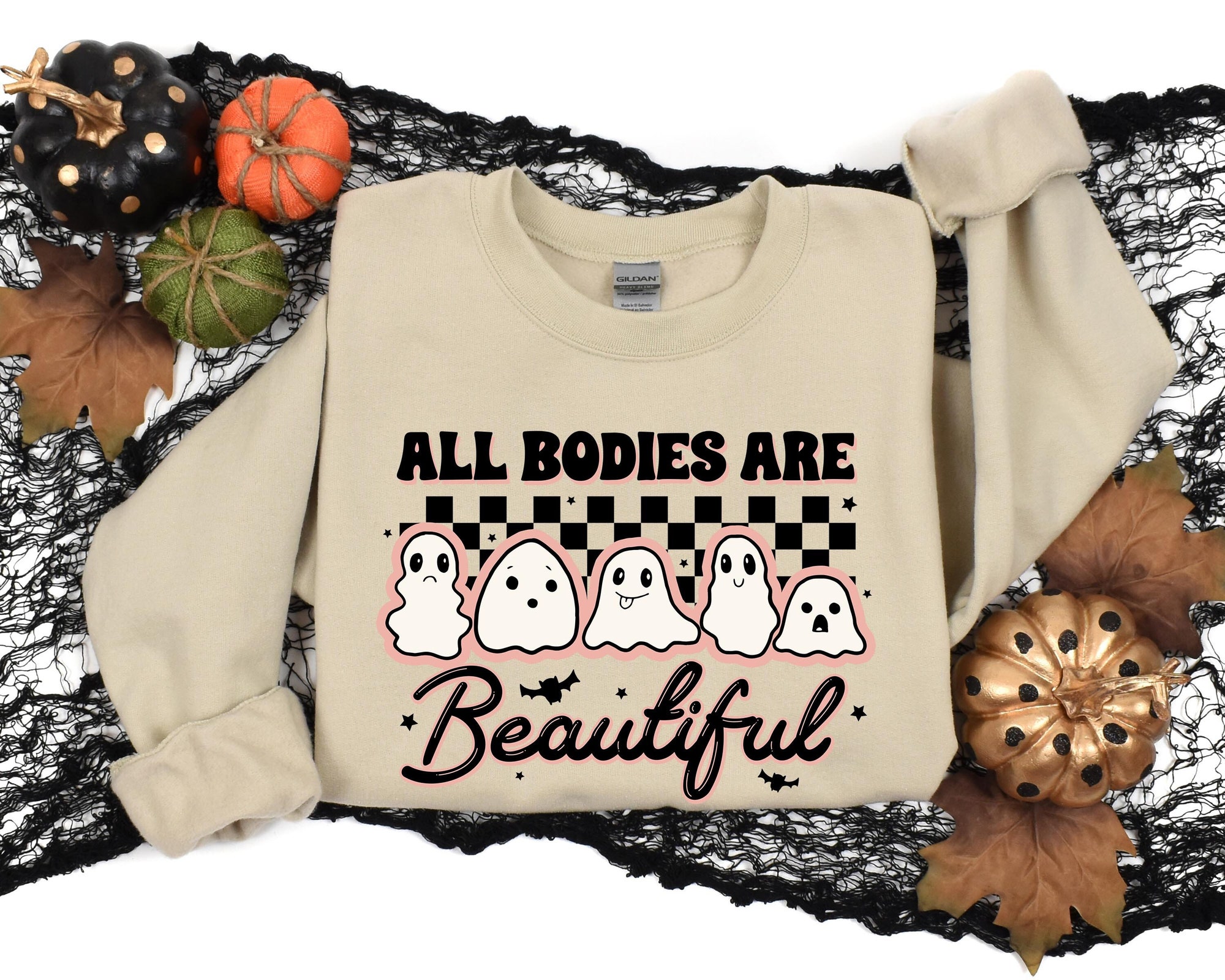 All Bodies Are Beautiful Ghost Halloween Sweatshirt image 0