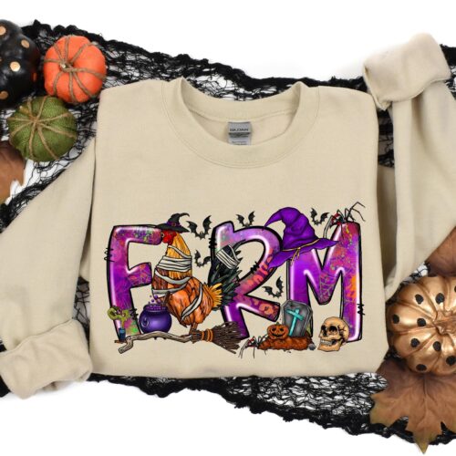 Farm Chicken Witch Halloween Sweatshirt image 0