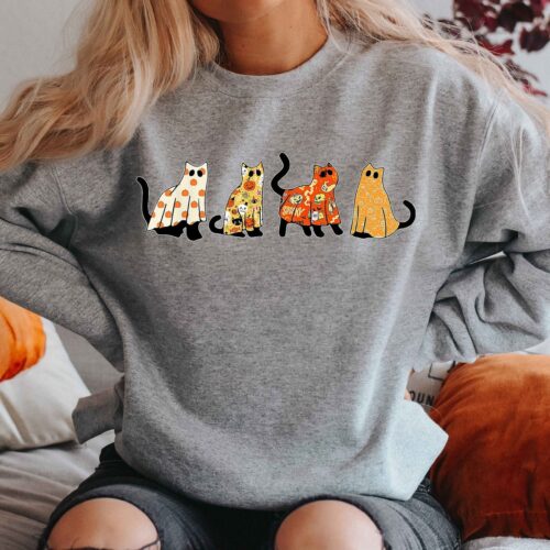 Halloween Cat Sweatshirt Spooky Season image 0