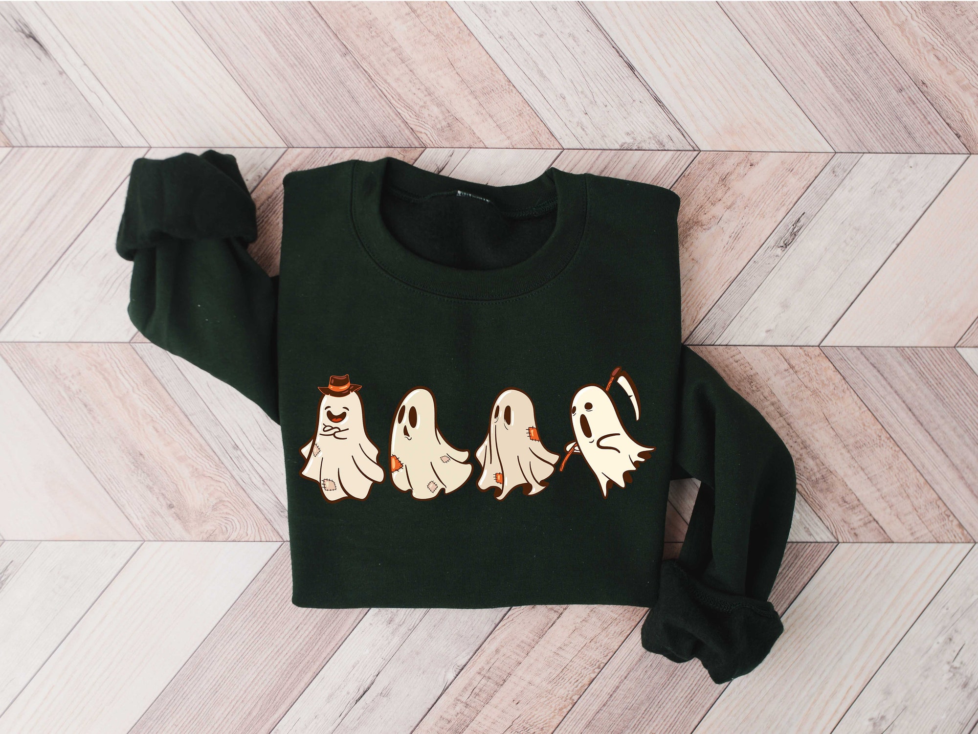 Halloween Sweatshirt Ghost Dog Retro Spooky Season image 3