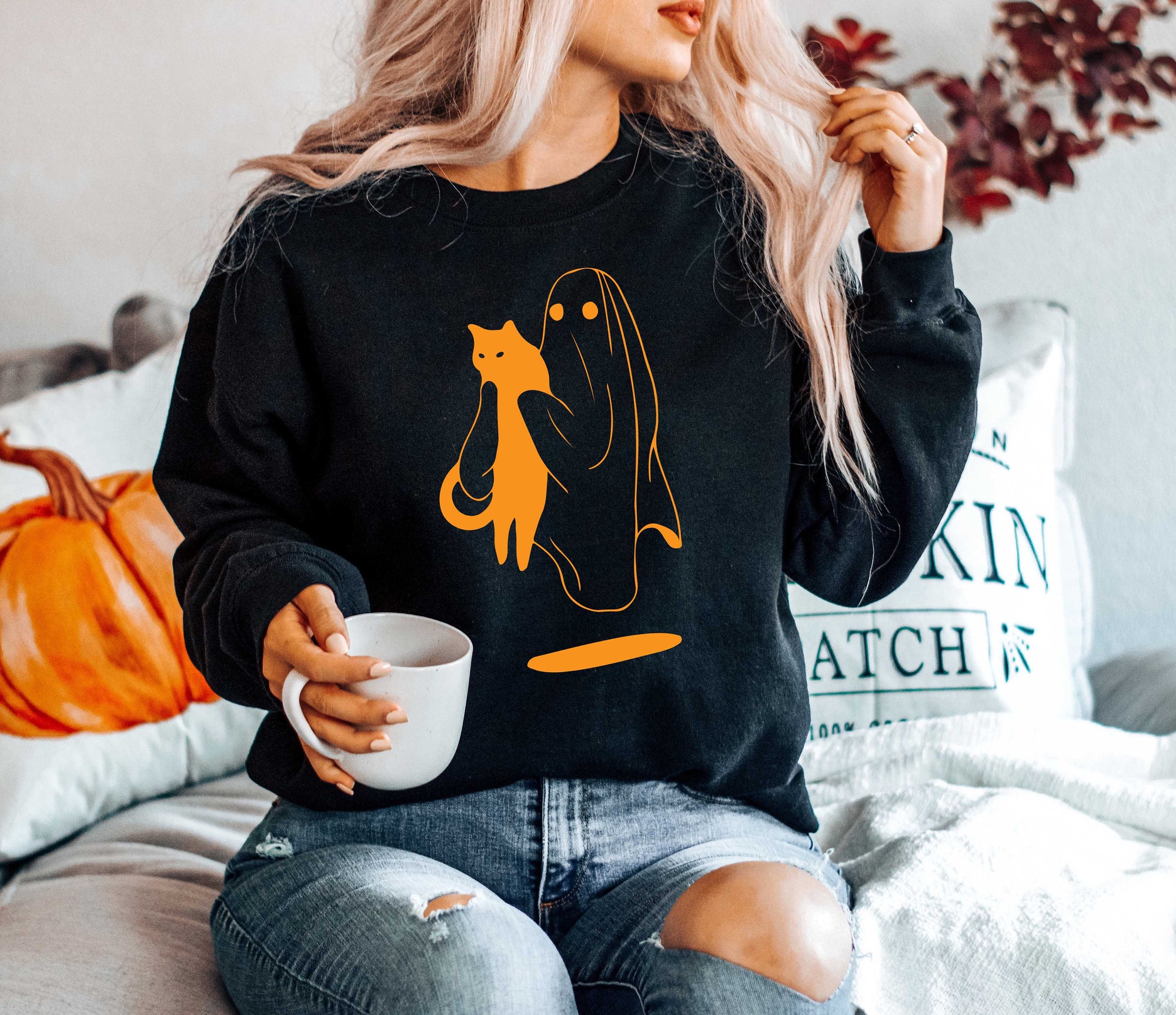 Halloween Cat Sweatshirt image 1