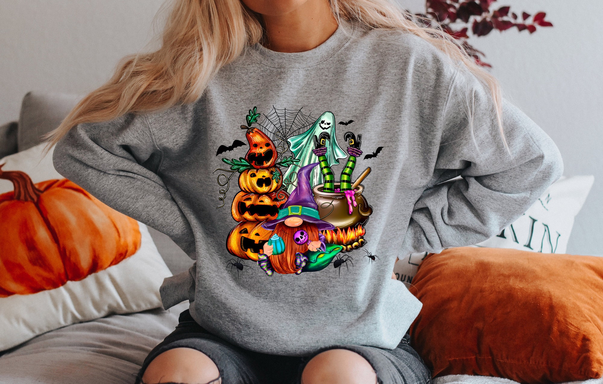 Halloween Pumpkin Gnomes Sweatshirt image 3