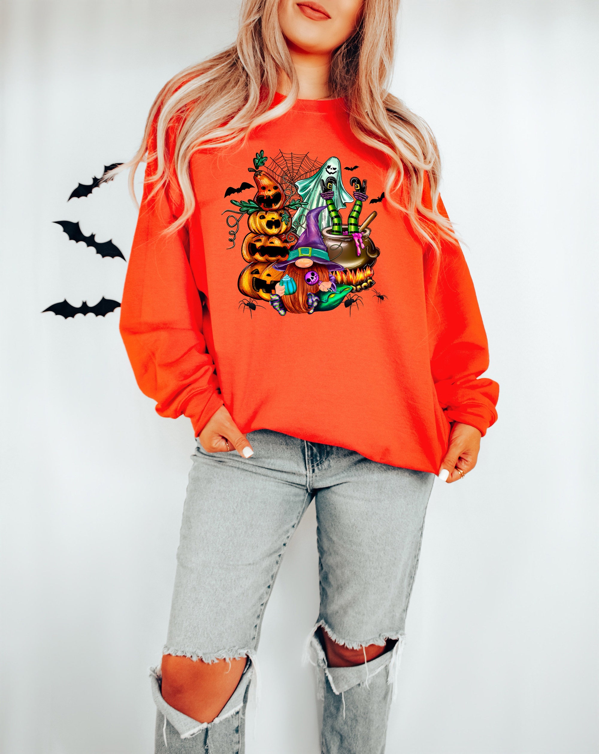 Halloween Pumpkin Gnomes Sweatshirt image 1