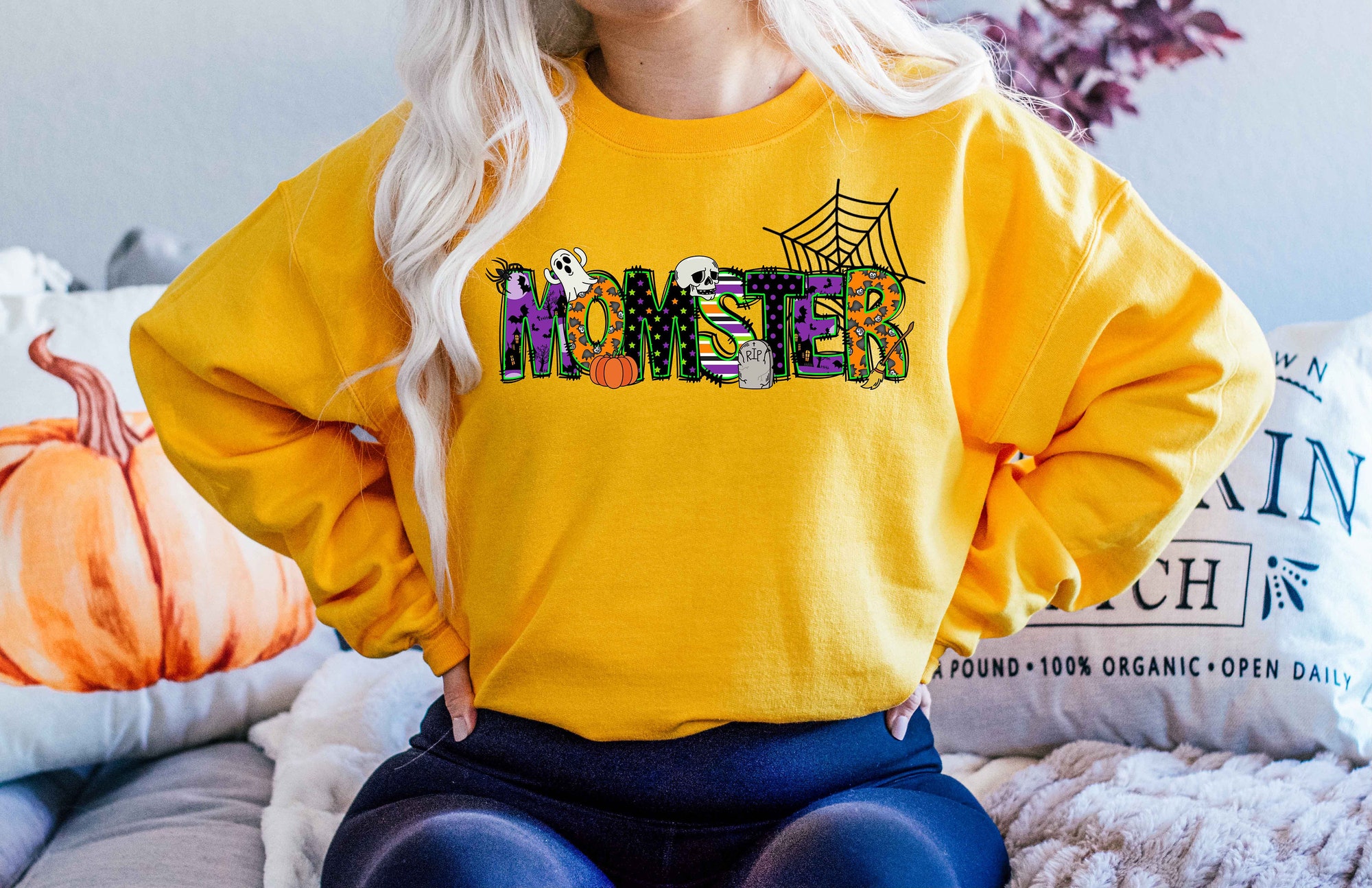 Momster Sweatshirt Halloween Momster Skull Shirt image 2