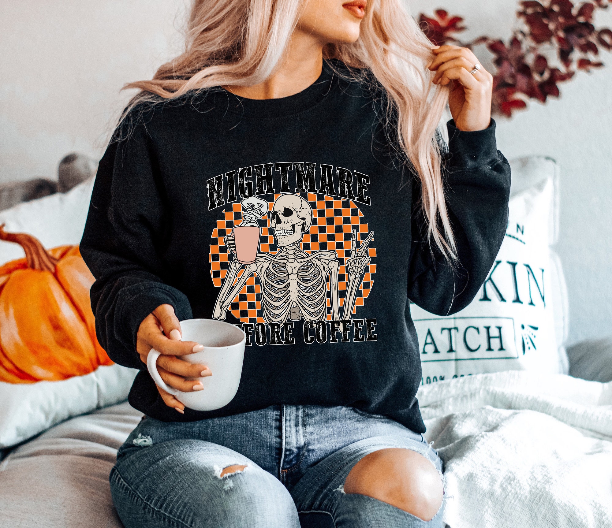 Nightmare Before Coffee Jack Halloween Sweatshirt image 1