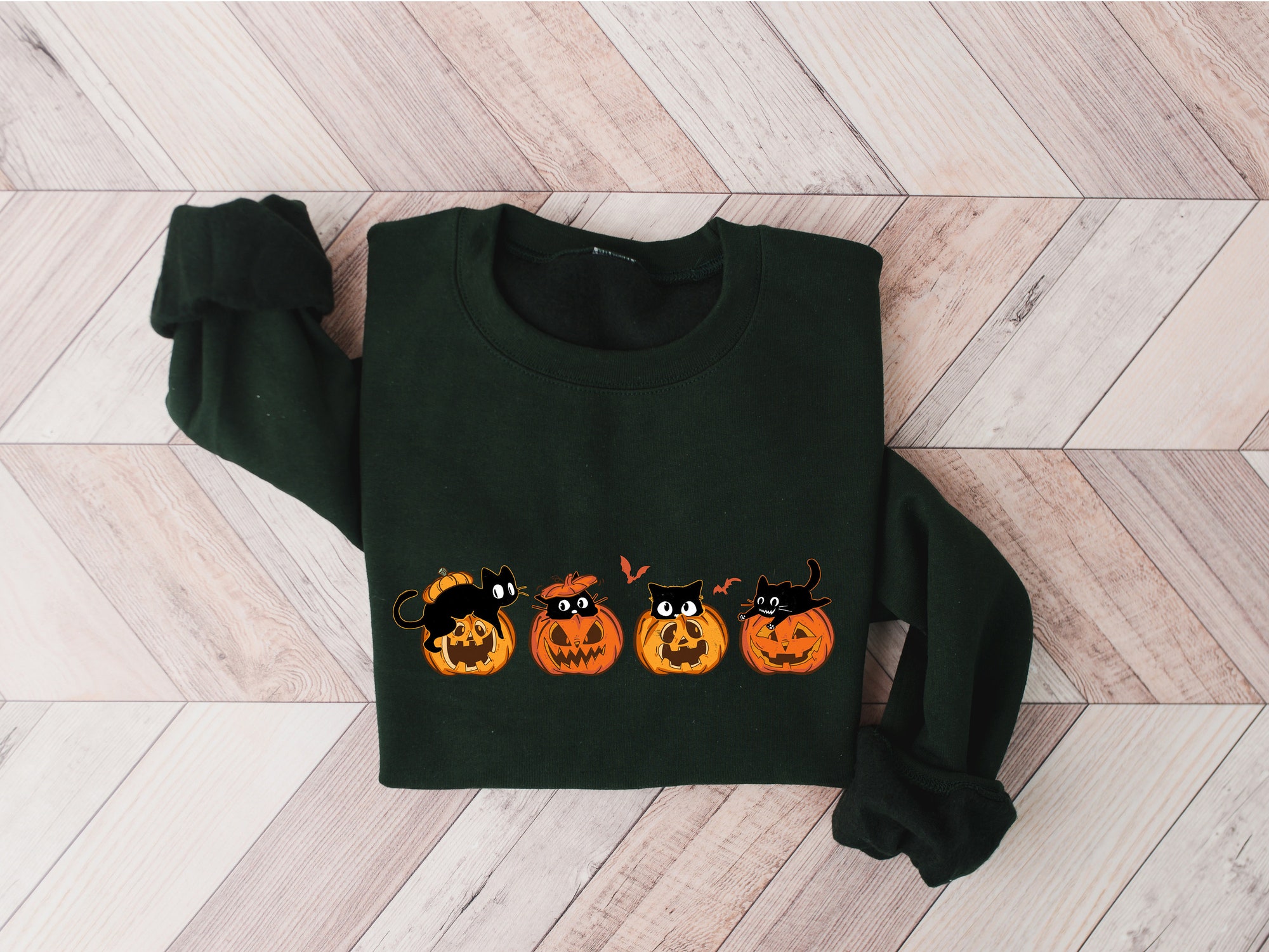 Halloween Pumpkin Cat Sweatshirt image 3