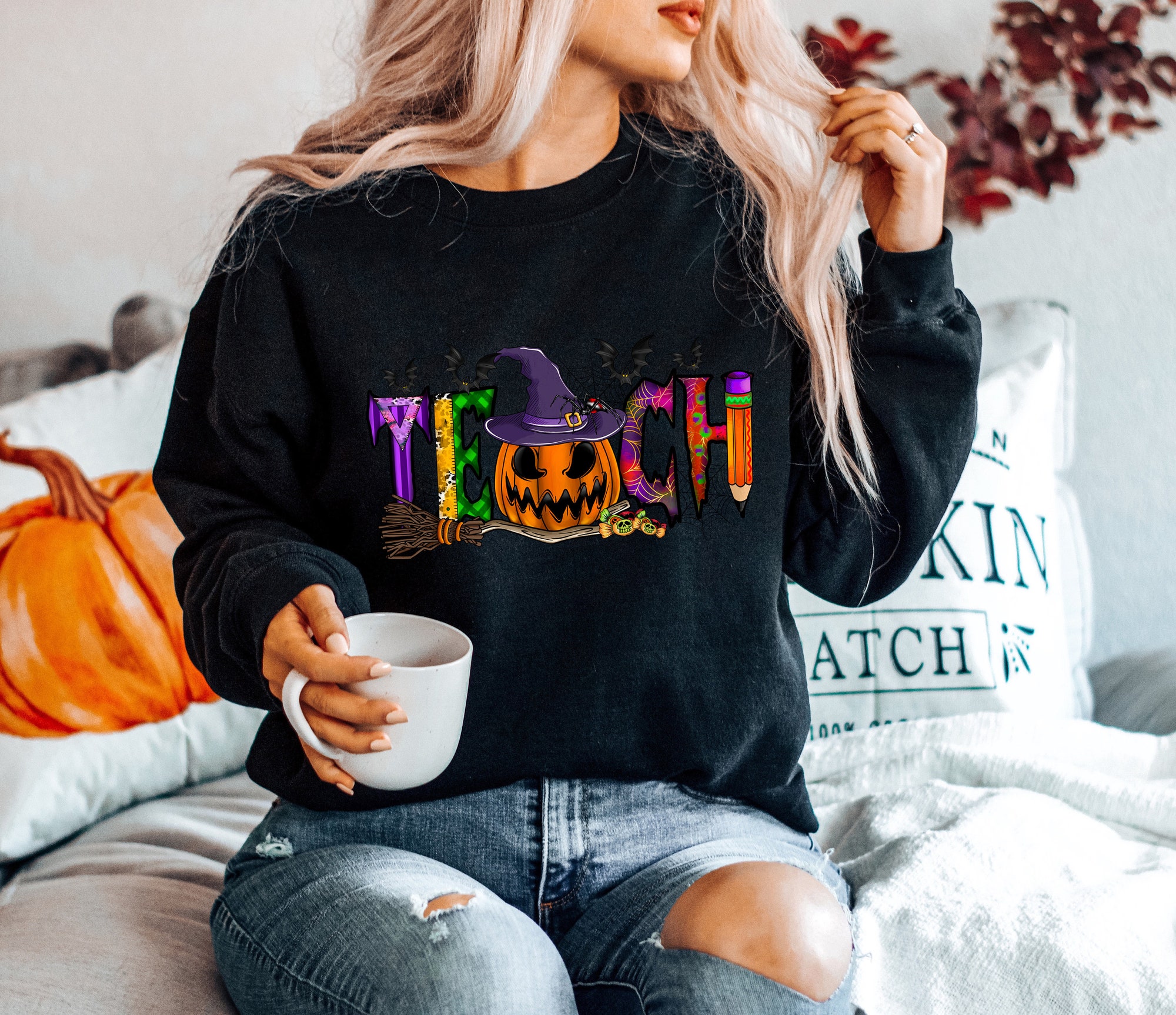 Halloween Teach Sweatshirt image 1