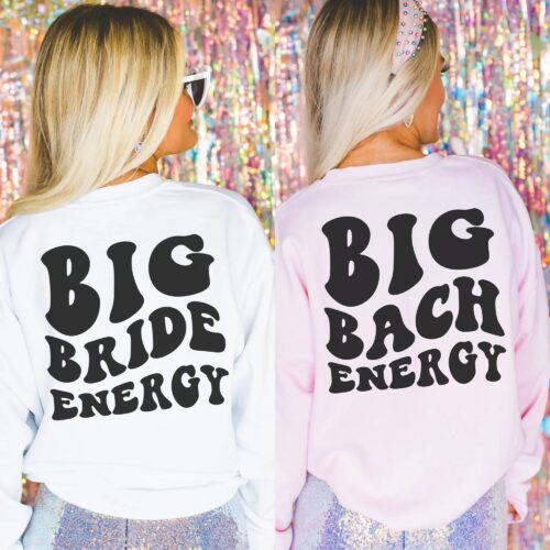 Groovy Retro Custom Bachelorette Party Sweatshirt for Big Bride Energy image 0