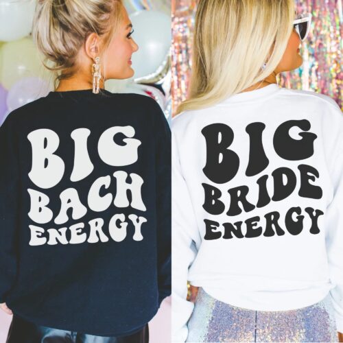 Custom Bachelorette: Preppy Big Bride Energy Retro Party Sweatshirts image 0