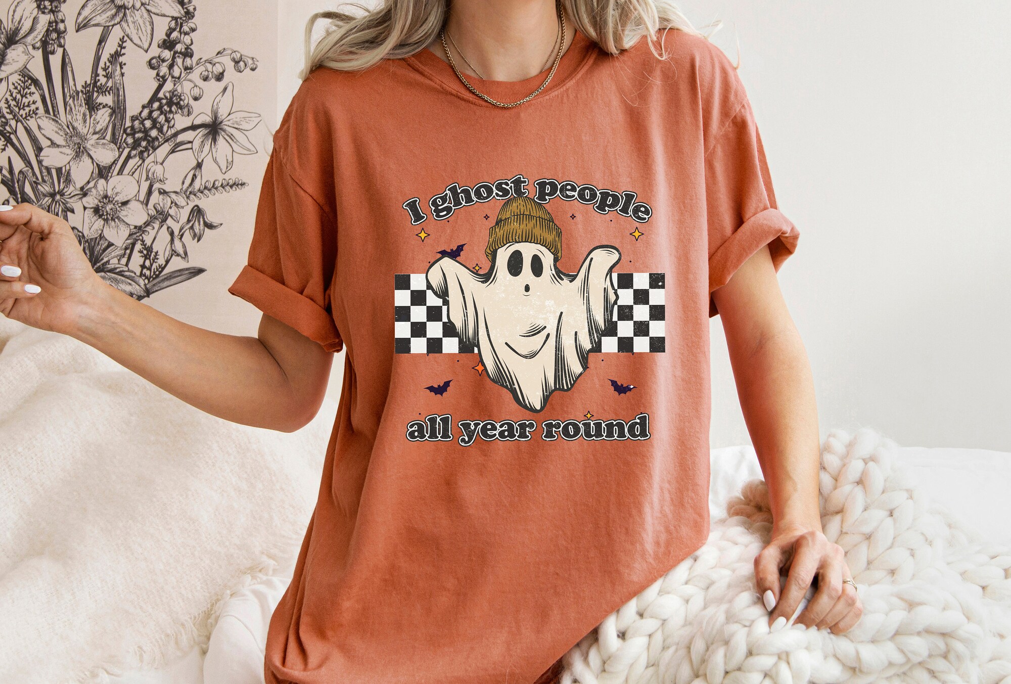 I Ghost People All Year Round Funny Halloween T-Shirt image 2