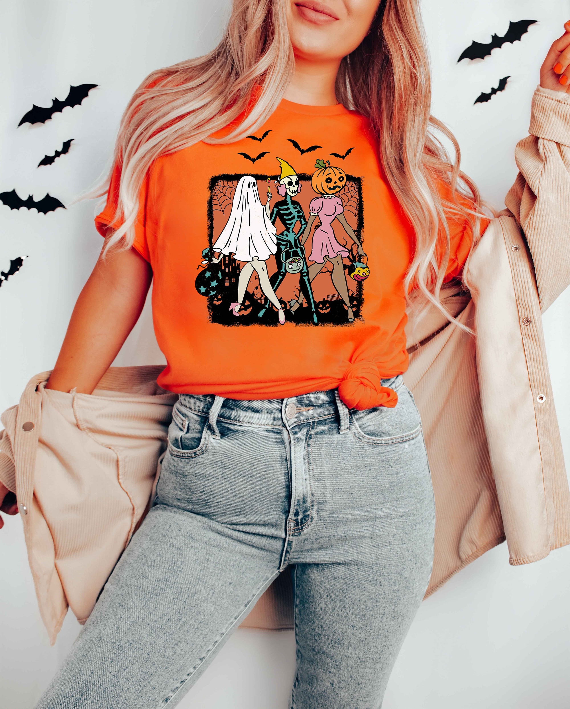 Trick Or Treat Halloween Sweatshirt Cool Spooky Season Funny Happy Party image 3