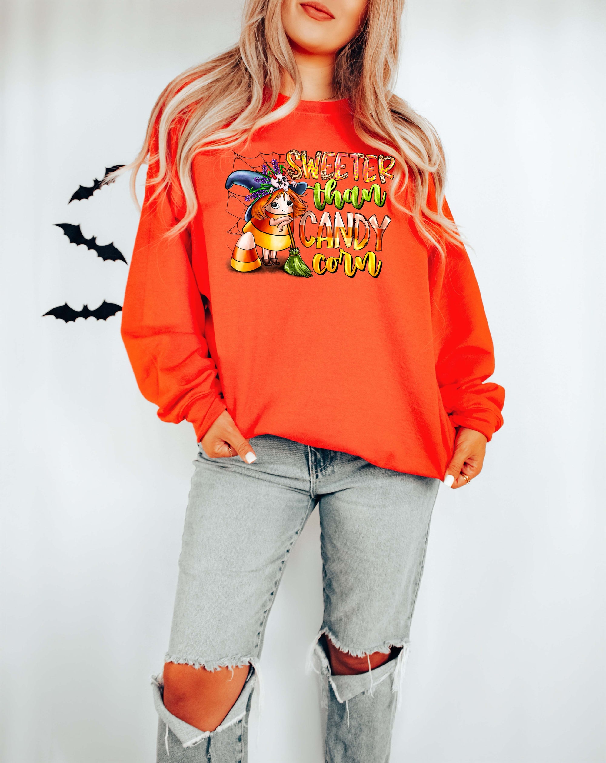 Sweeter Than Candy Corn Halloween Vintage Sweatshirt image 3