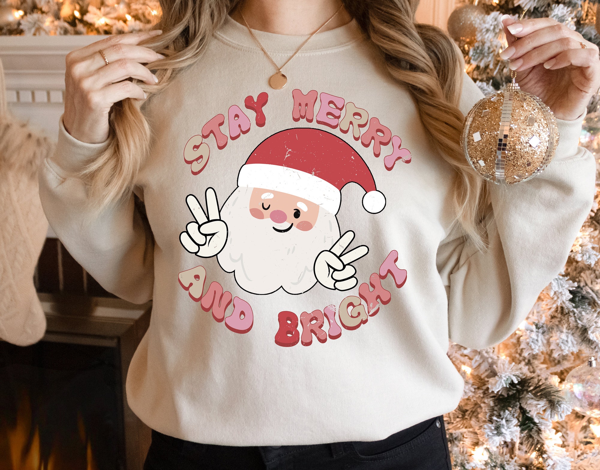 Stay Merry: Retro Christmas Sweatshirt & Merry Bright Xmas Tee image 0