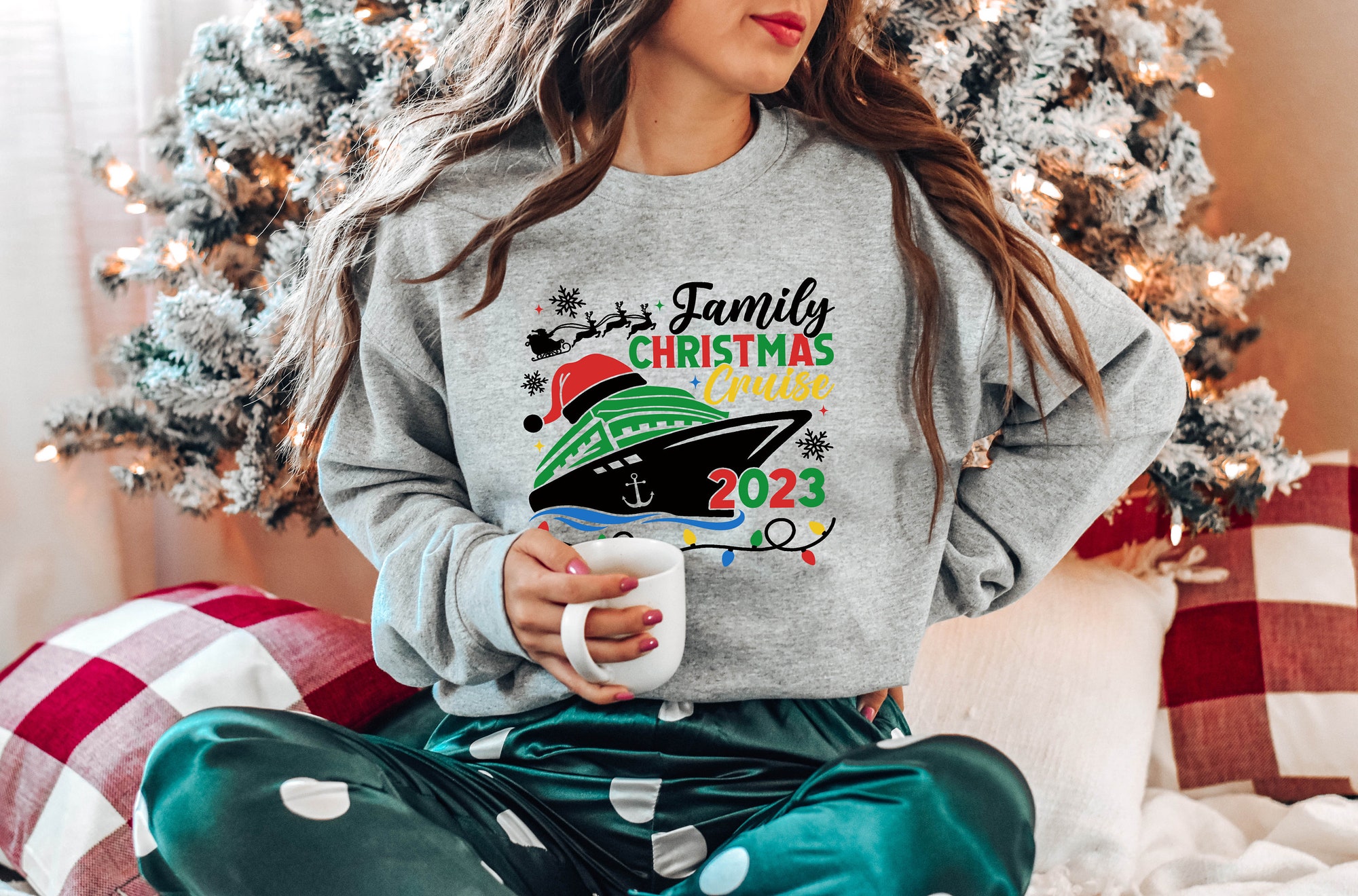 Family Christmas Cruise 2023 Sweatshirt: Vacation & Trip Crew Shirt image 3