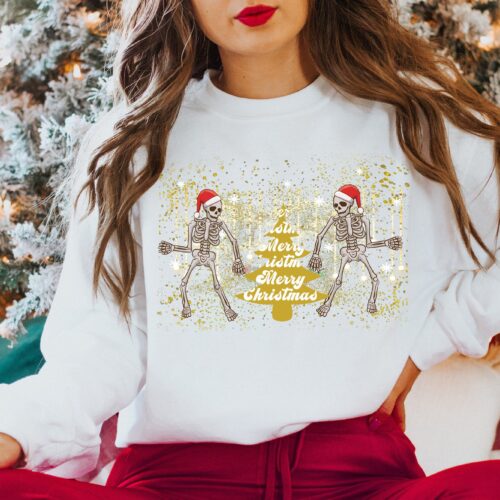 Merry Christmas Skeleton & Coffee Shirt: Perfect Gift for Coffee Lovers image 0