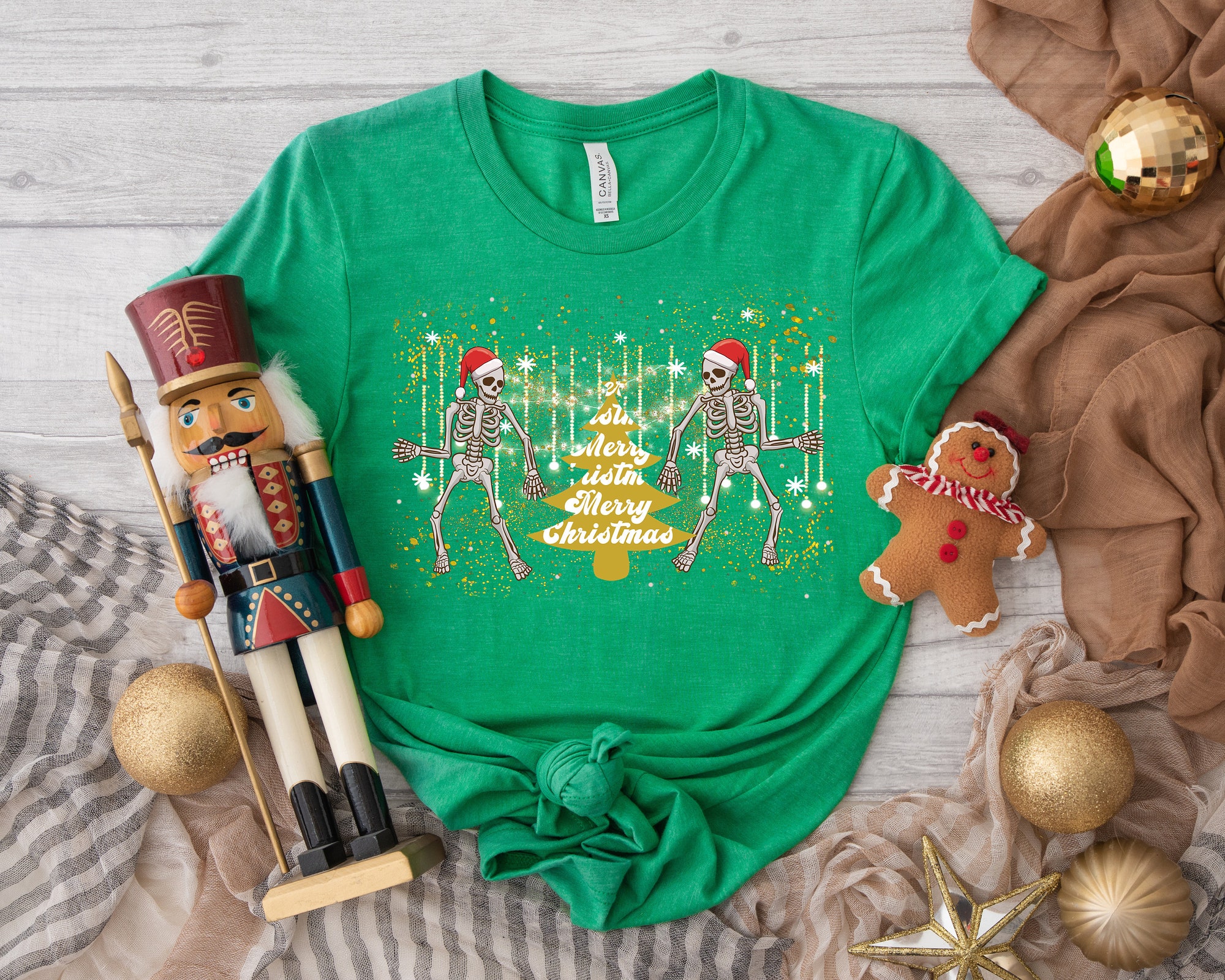 Merry Christmas Skeleton & Coffee Shirt: Perfect Gift for Coffee Lovers image 3