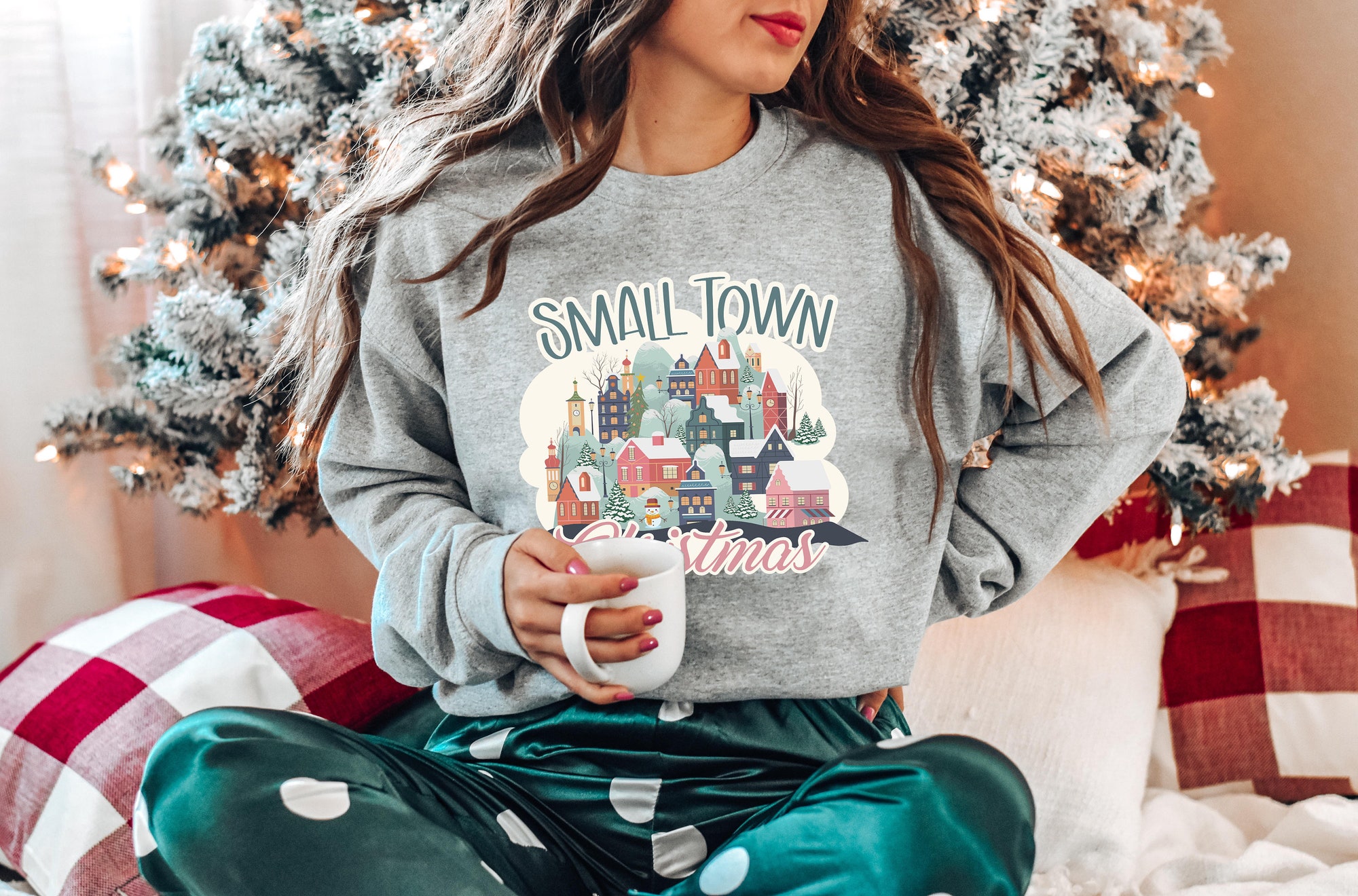 Small Town Christmas Sweatshirt: Country Holiday Gifts Farmer Shirt image 1