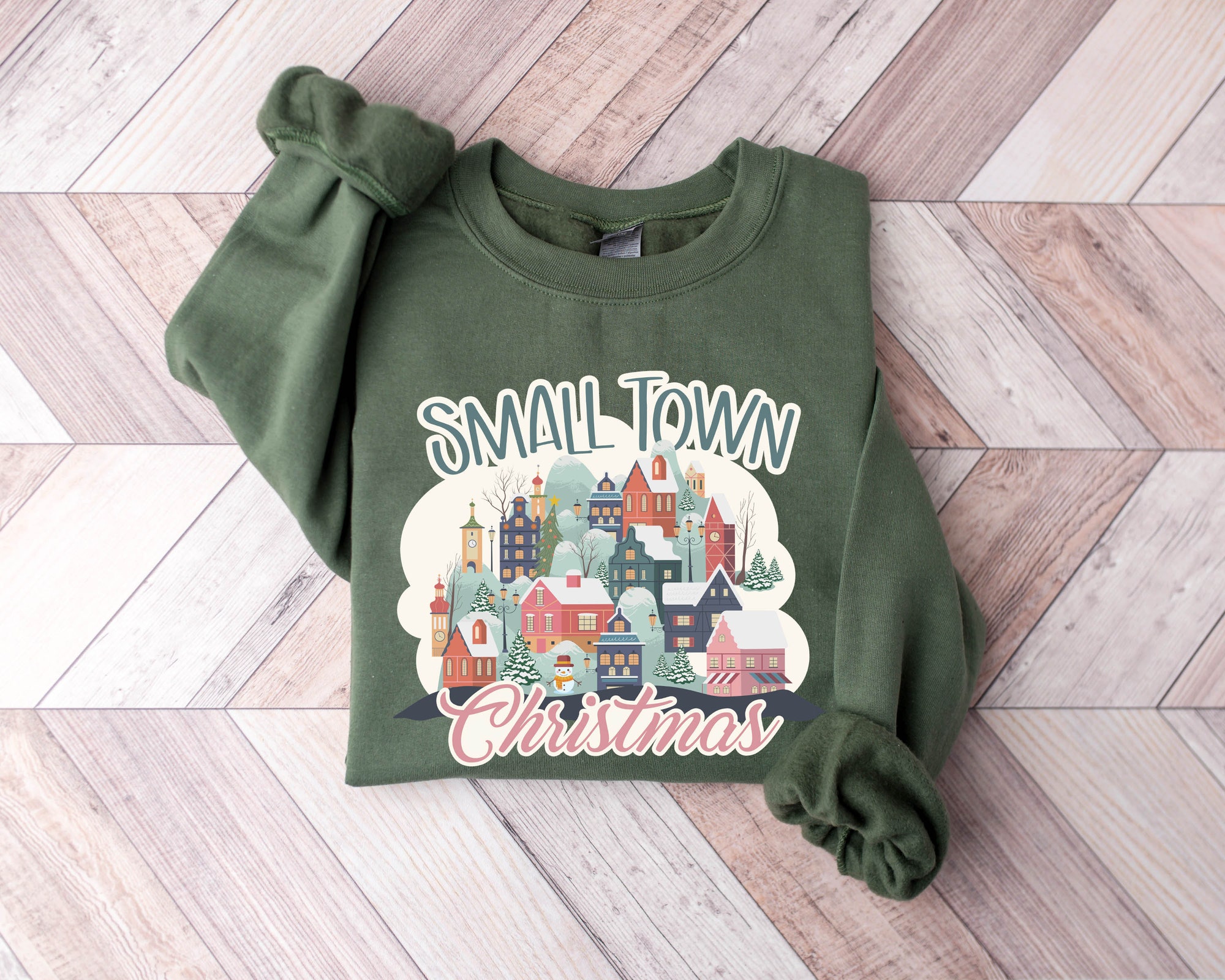 Small Town Christmas Sweatshirt: Country Holiday Gifts Farmer Shirt image 2