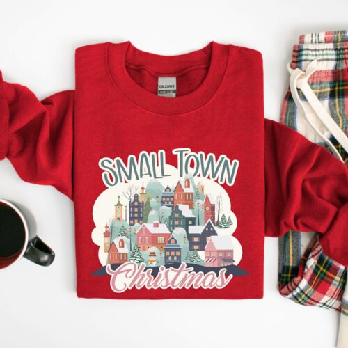 Small Town Christmas Sweatshirt: Country Holiday Gifts Farmer Shirt image 0