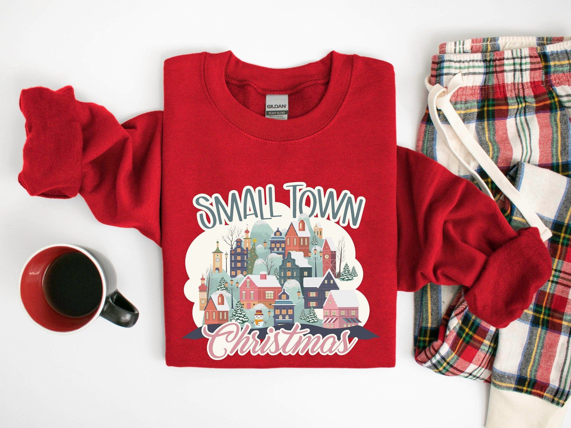 Small Town Christmas Sweatshirt: Country Holiday Gifts Farmer Shirt image 0