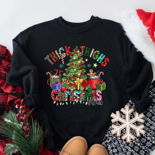 Thick Thighs Christmas Vibes Sweatshirt: Funny Holiday Gift Sweater image 0