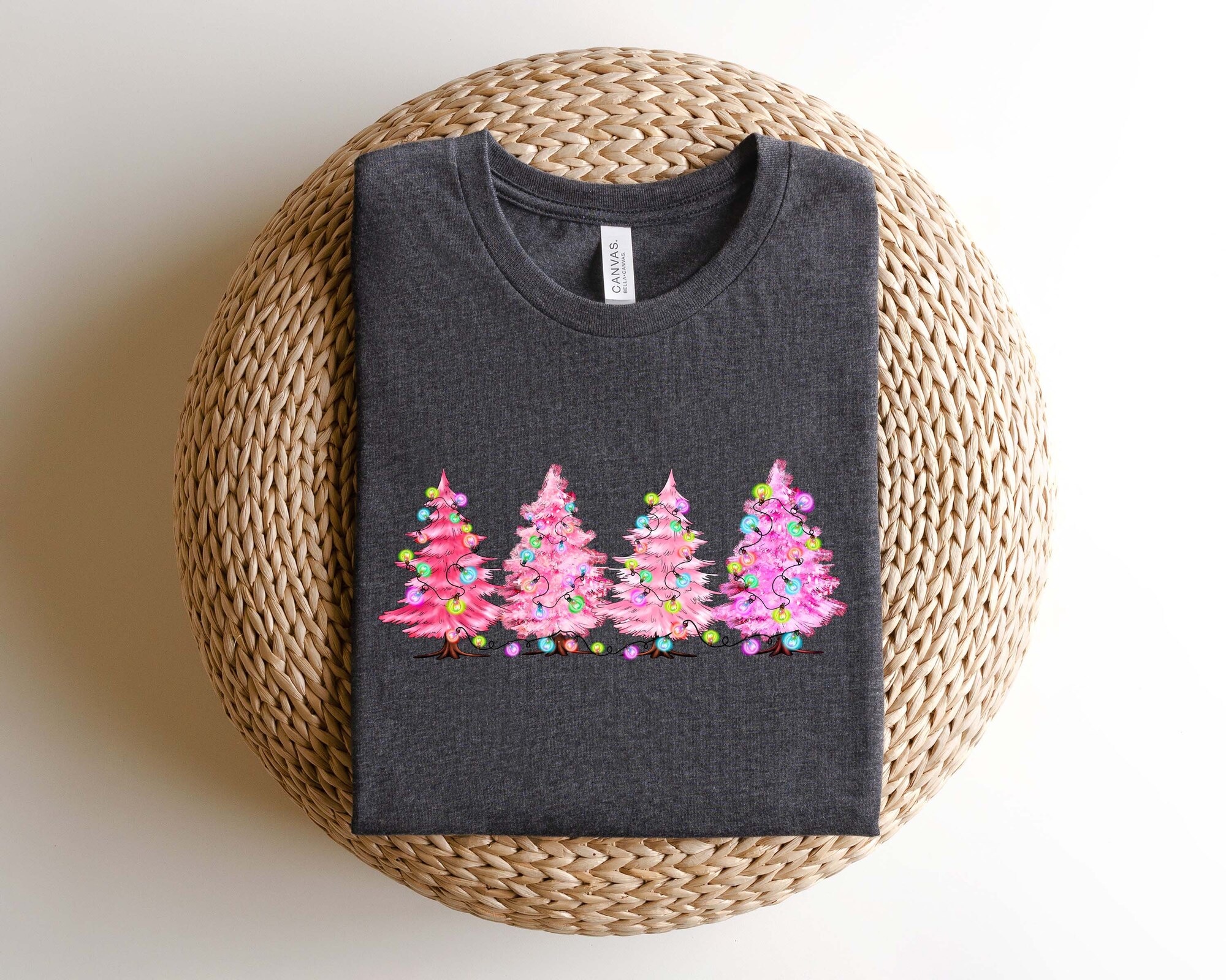 Pink Tree Christmas Sweater Holiday Gift Winter Sweater image 3