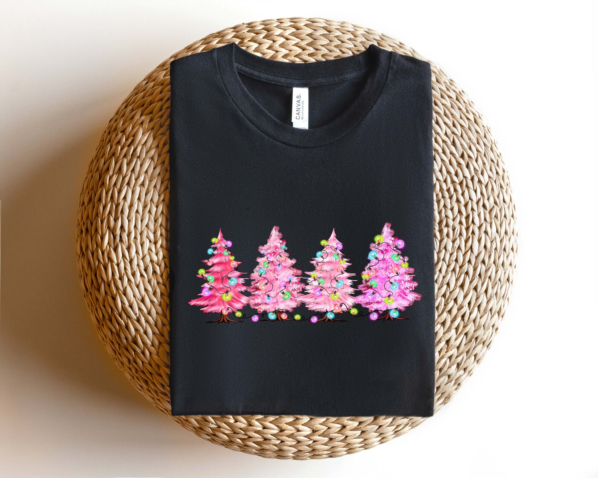 Pink Tree Christmas Sweater Holiday Gift Winter Sweater image 1