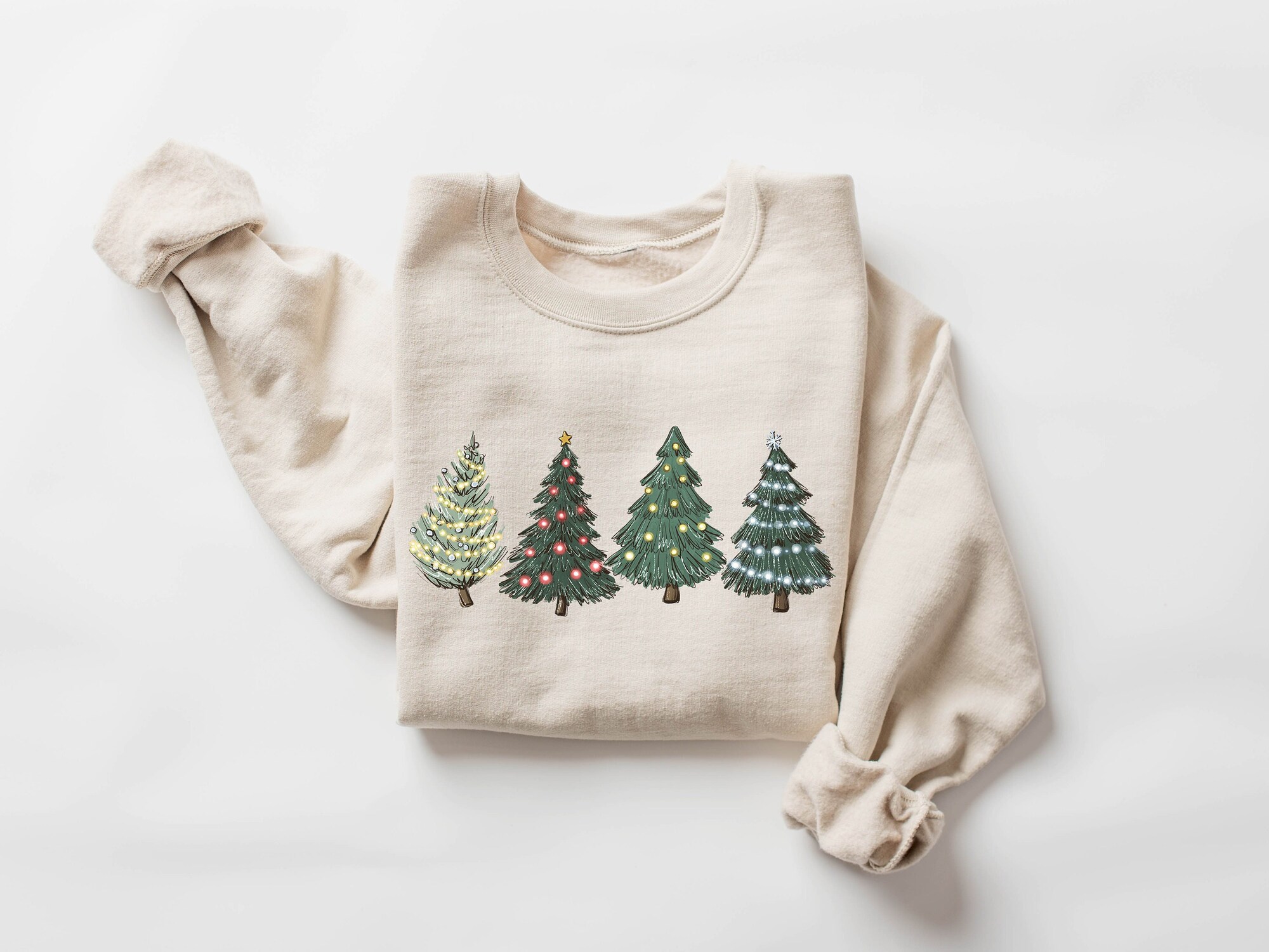 Christmas Sweatshirt Christmas Sweater Crewneck Tree Holiday Women's Winter image 0