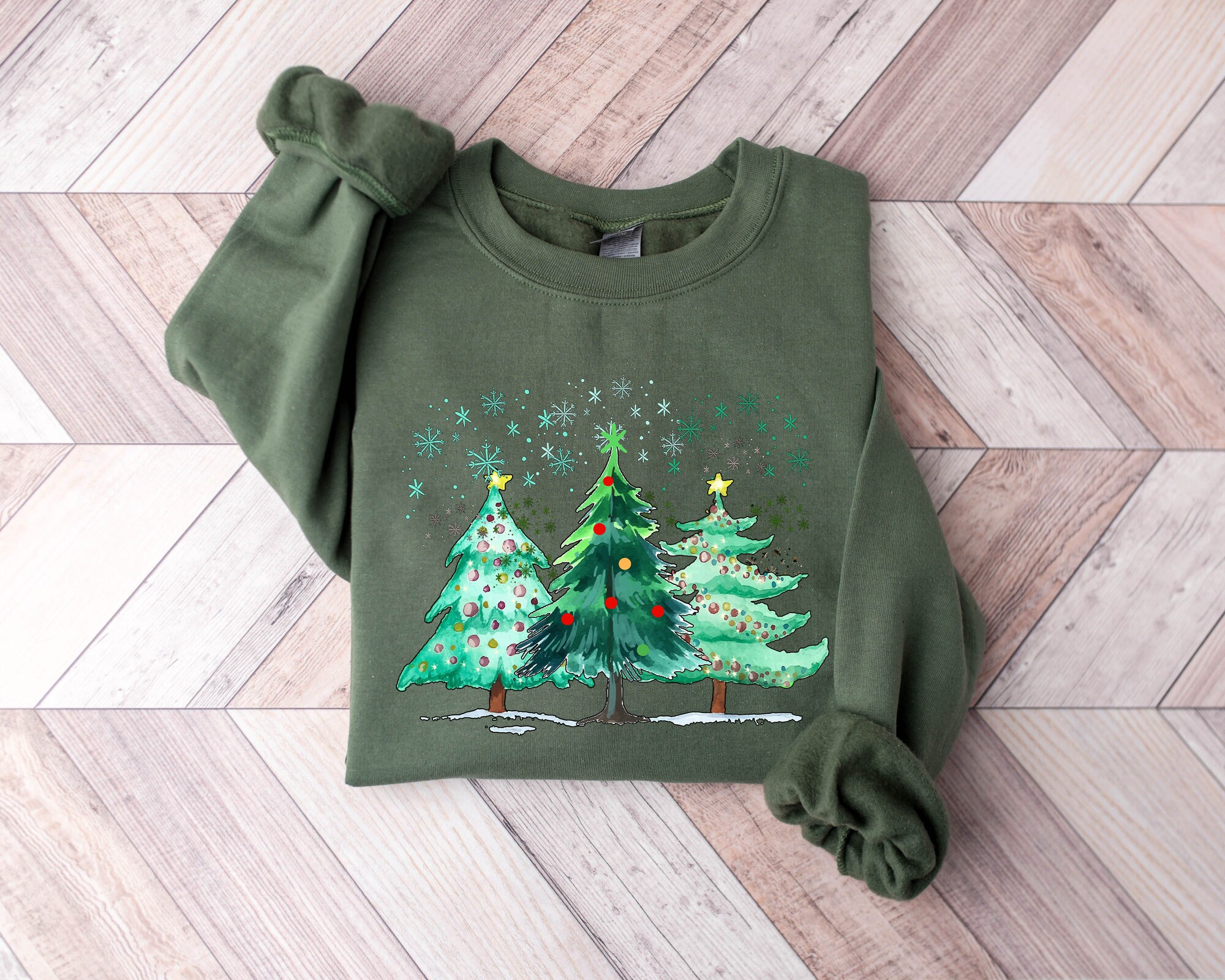 Christmas Sweatshirt Christmas Sweater Crewneck Tree Holiday Winter Sweater image 3