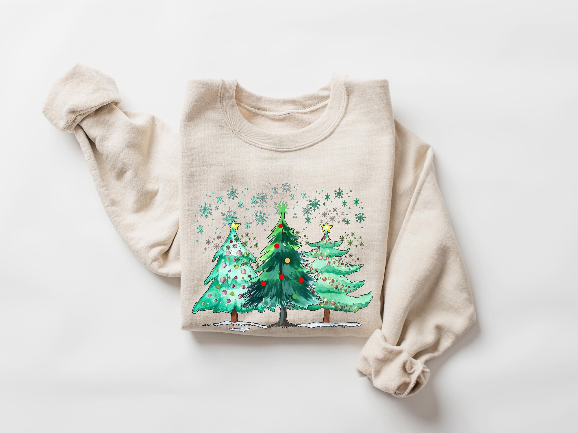 Christmas Sweatshirt Christmas Sweater Crewneck Tree Holiday Winter Sweater image 1