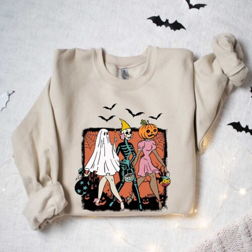 Trick Or Treat Halloween Sweatshirt Cool Spooky Season Funny Happy Party image 0