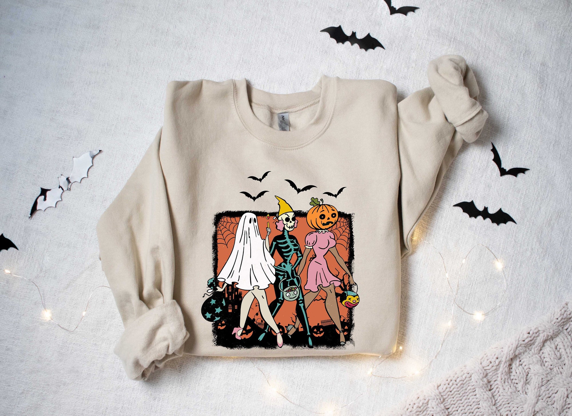 Trick Or Treat Halloween Sweatshirt Cool Spooky Season Funny Happy Party image 0