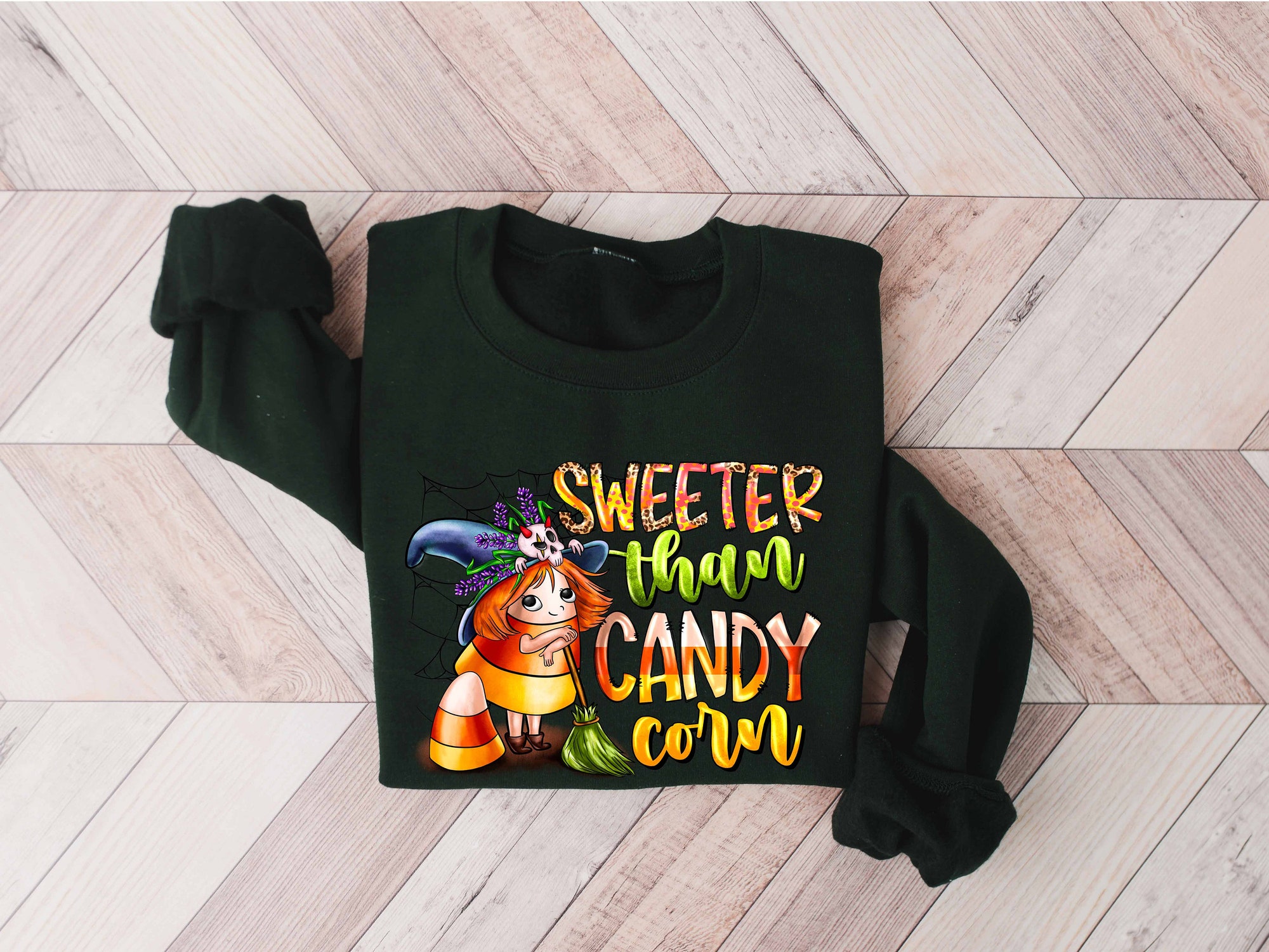 Sweeter Than Candy Corn Halloween Vintage Sweatshirt image 2