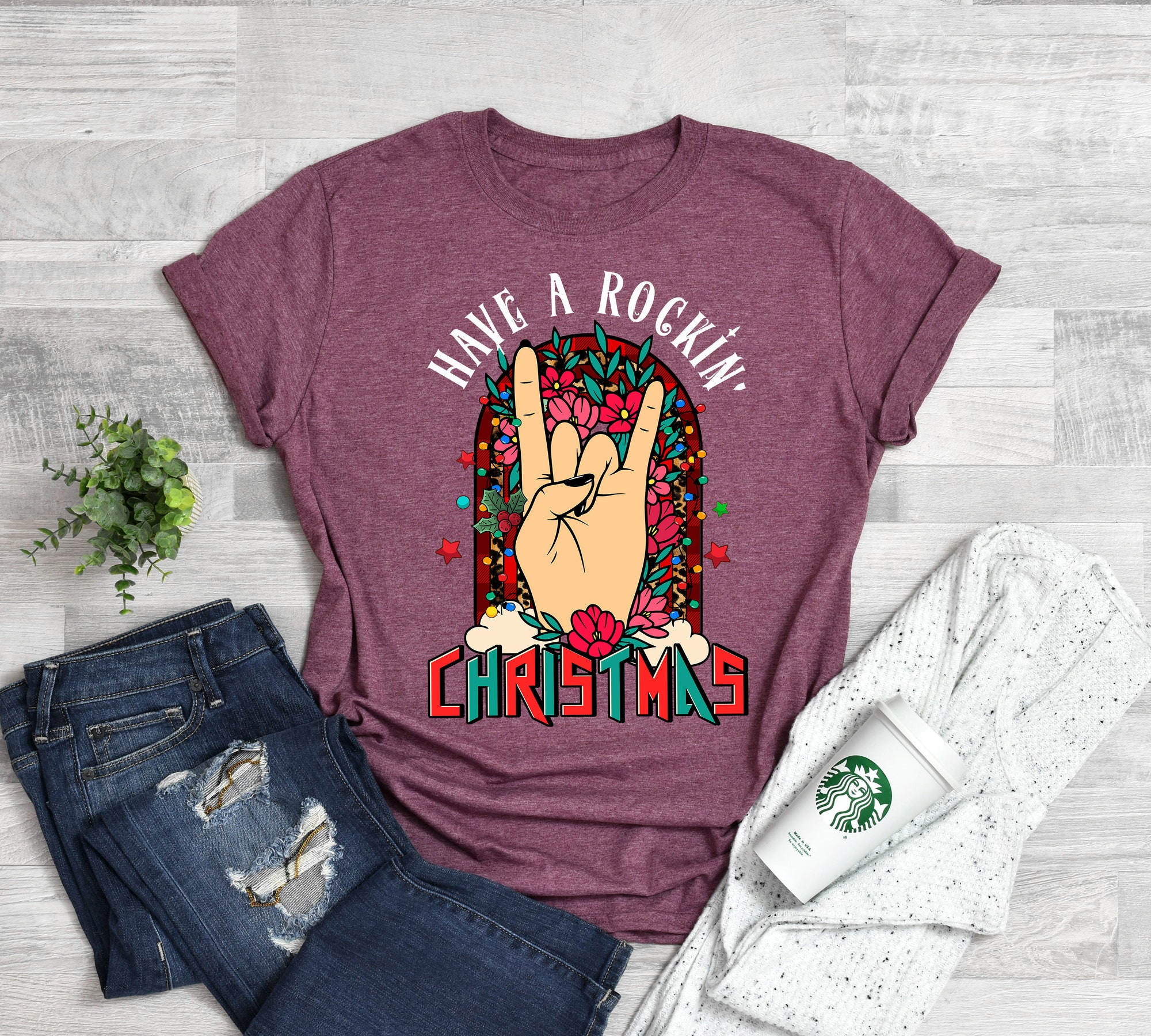 Rockin' Christmas Tee: Perfect Gift for Rock & Holiday Lovers image 2