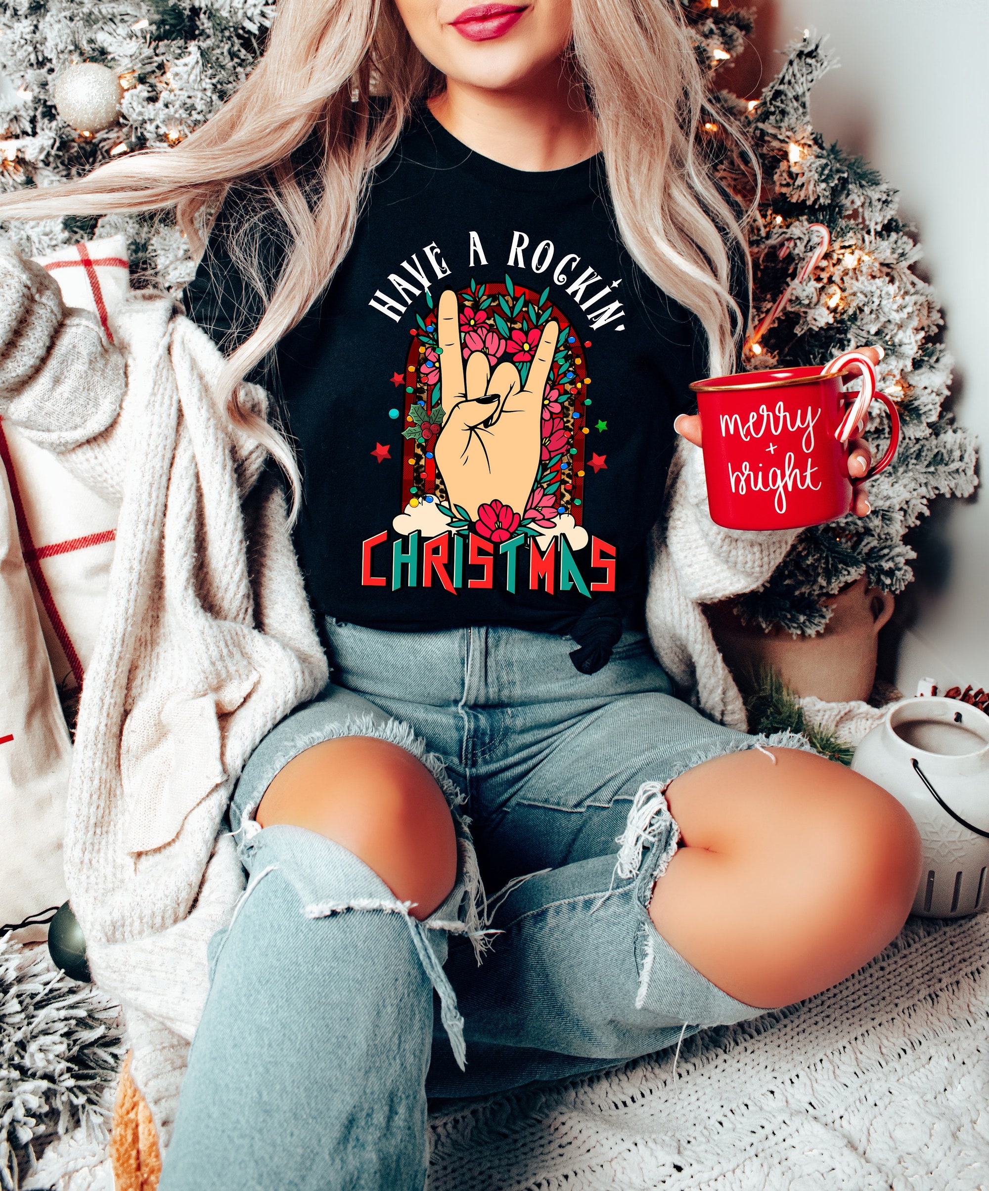 Rockin' Christmas Tee: Perfect Gift for Rock & Holiday Lovers image 3