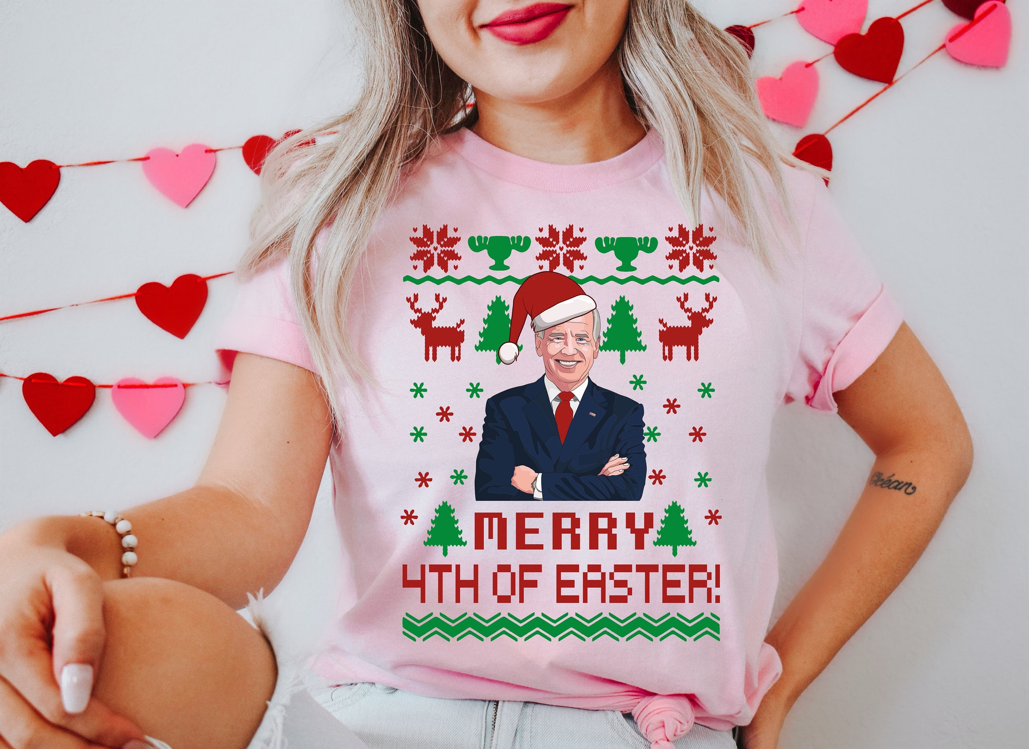 Joe Biden Merry 4th Of Easter Ugly Sweater Christmas image 1