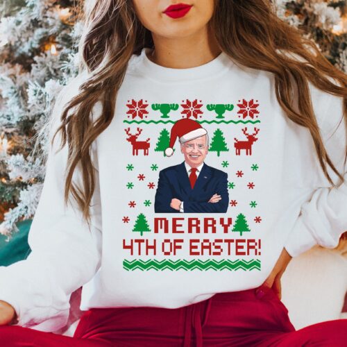 Joe Biden Merry 4th Of Easter Ugly Sweater Christmas image 0