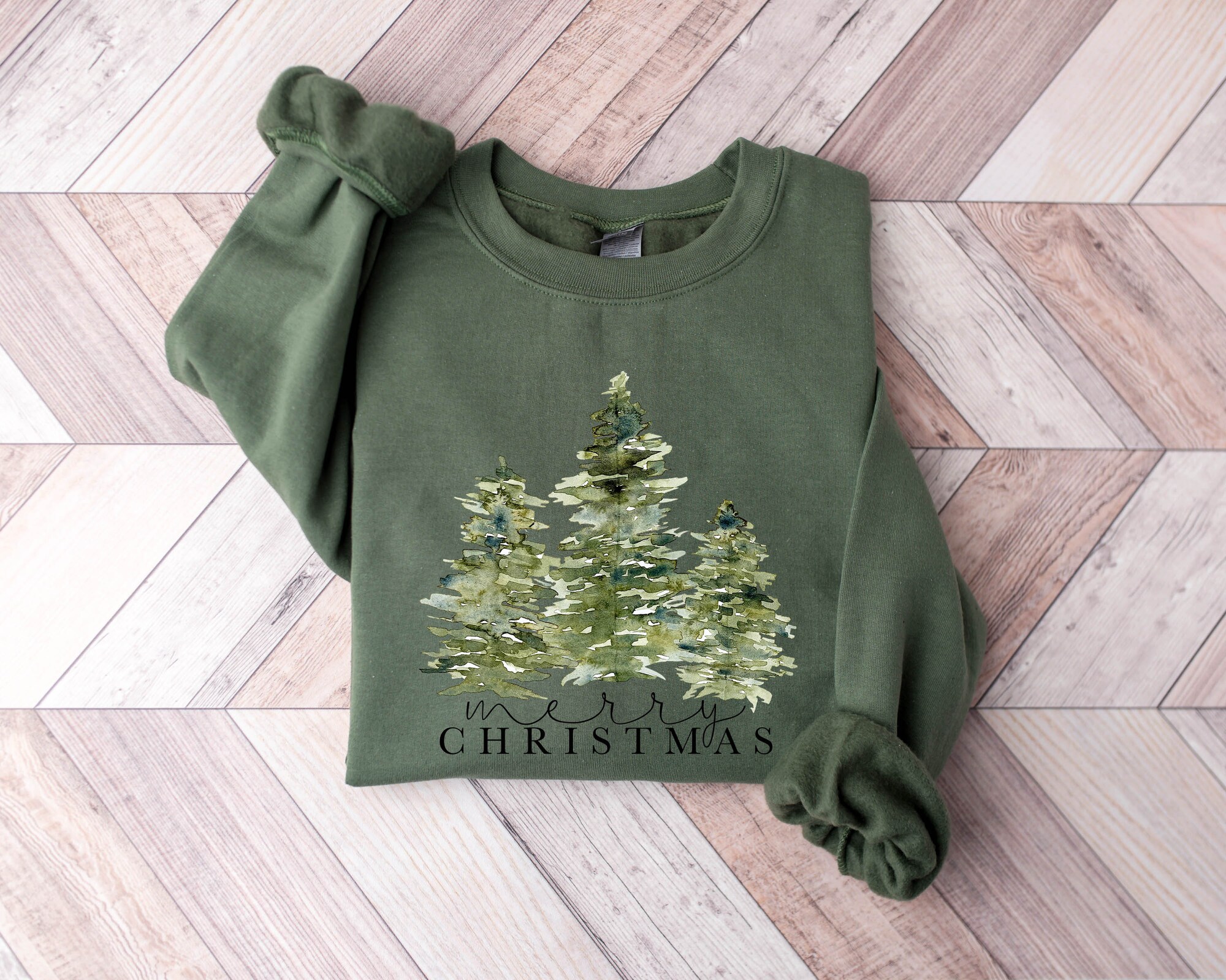 Christmas Trees Sweatshirt Women Festive Holiday Gift image 3