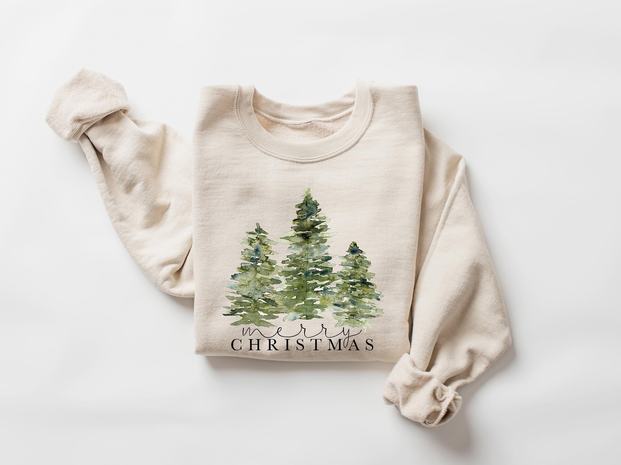 Christmas Trees Sweatshirt Women Festive Holiday Gift image 1