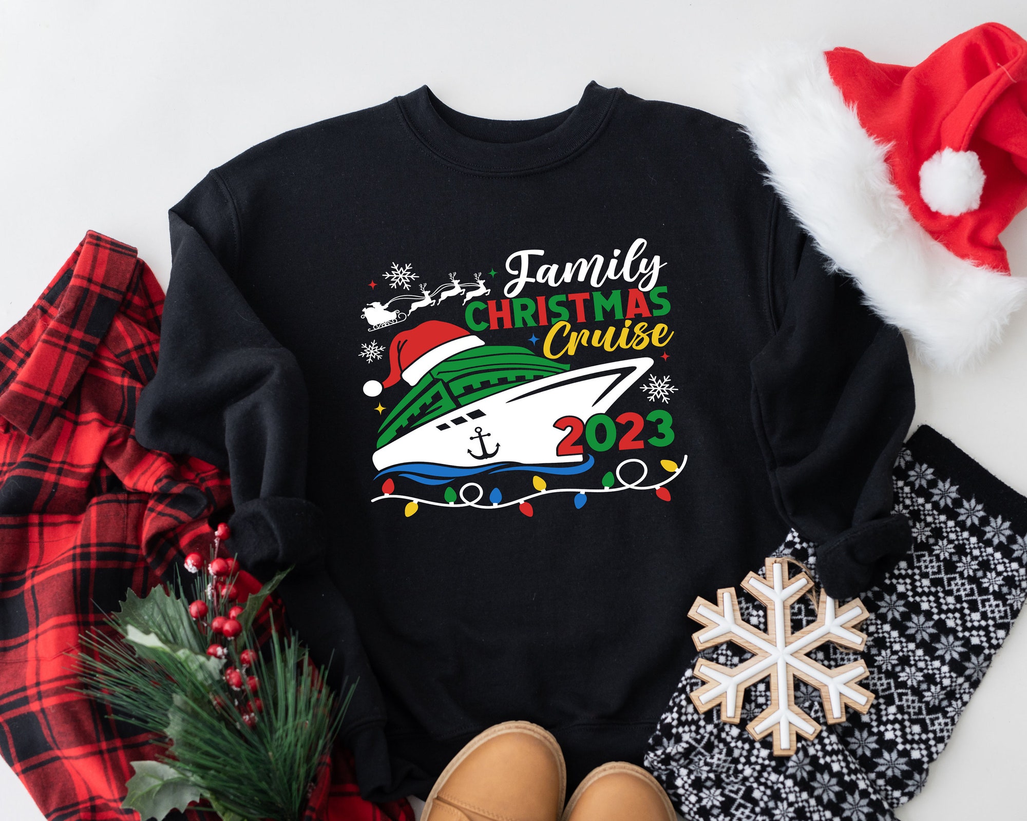 Family Christmas Cruise 2023 Sweatshirt: Vacation & Trip Crew Shirt image 2