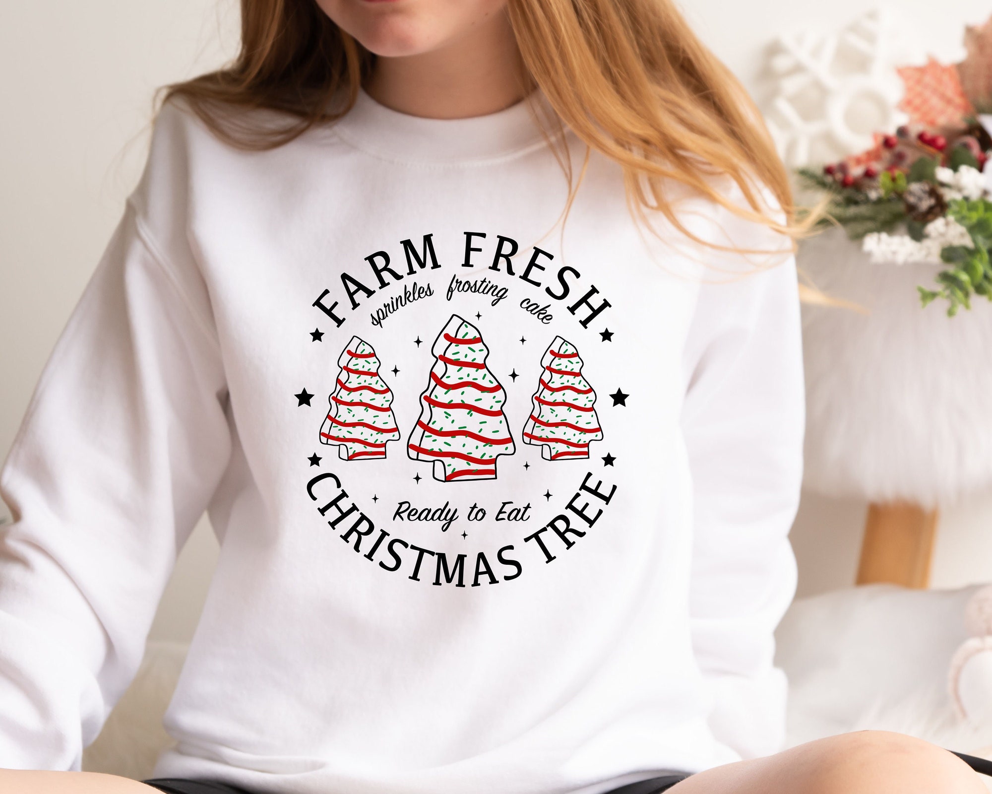 Farm Fresh Christmas Trees Shirt: Pine Spruce Fir Holiday Gift Sweatshirt image 0